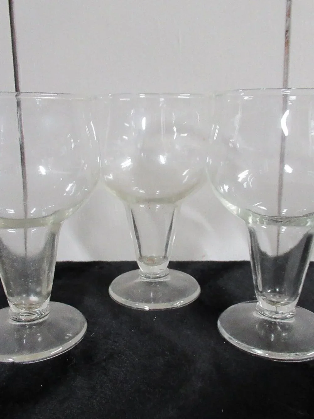 3pc. Vintage Hollow Stem Wine Glasses